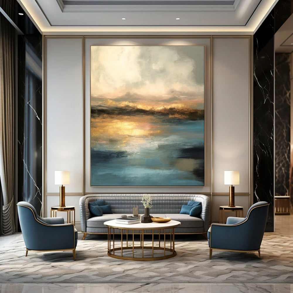 sunset gold abstract painting design 4
